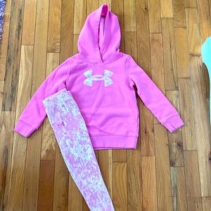 Under Armour toddler Girls Velour Legging Hoodie Outfit Set pink